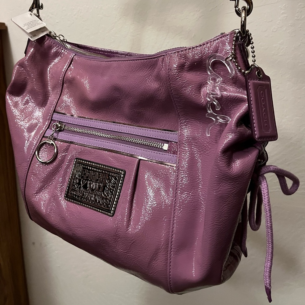 NWT Coach Poppy Shoulderbag Hobo Purse Lavender Patent Leather F15790 Vintage